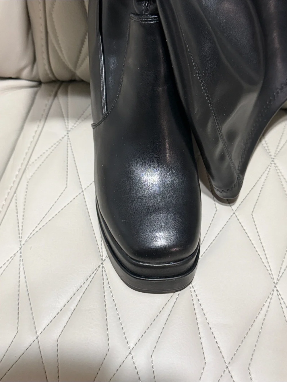 Dream Pairs Black Over-the-Knee Platform Block Heel Boots - Square Toe
